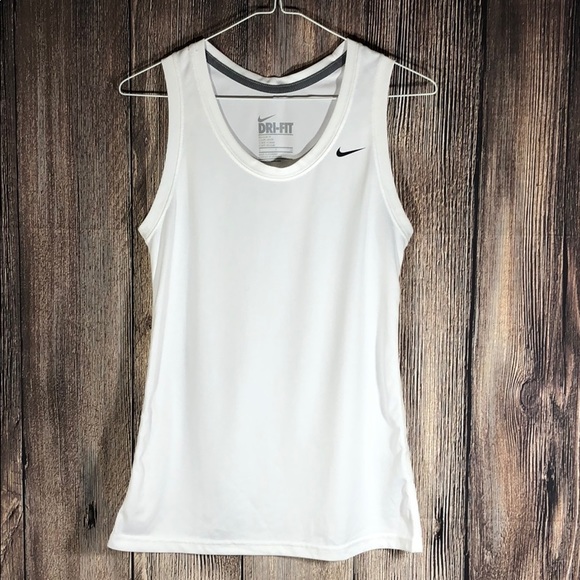 Nike Tops - Nike White Dri Fit Sleeveless Tee Small